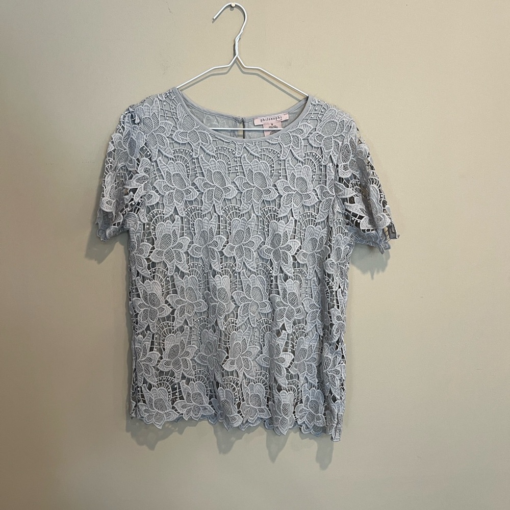 Philosophy Floral Lace Blouse - Light Gray